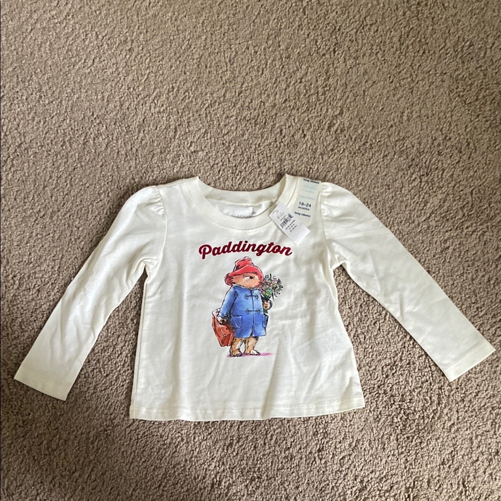 GAP Factory White Long Sleeve Tee with Paddington Bear